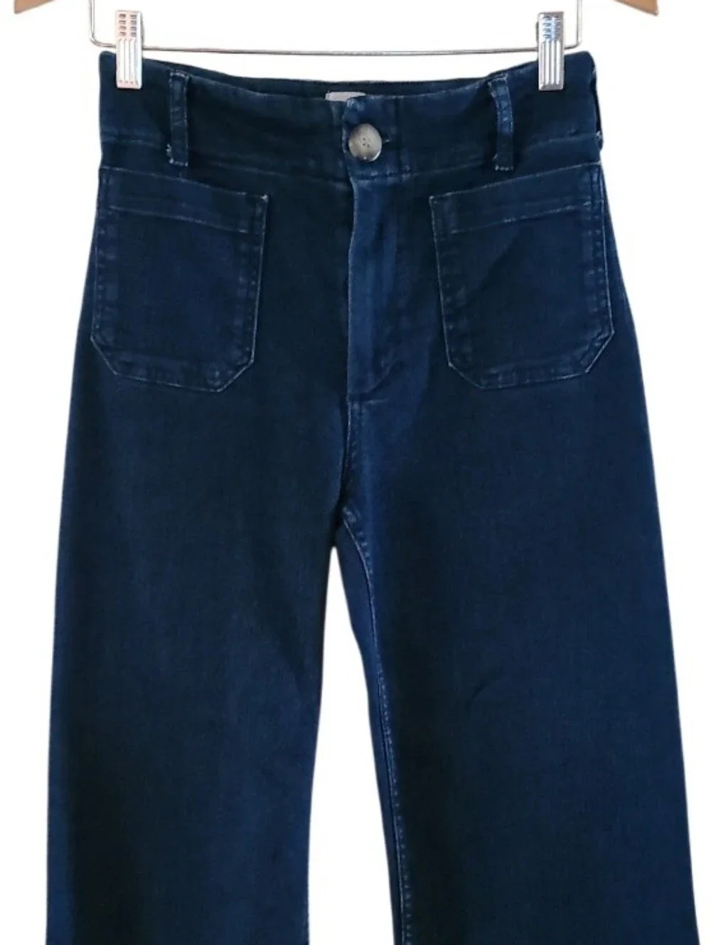 Maeve Anthroplogie The Colette Cropped Wide Leg Pants Jeans Dark Blue - Picture 6 of 16